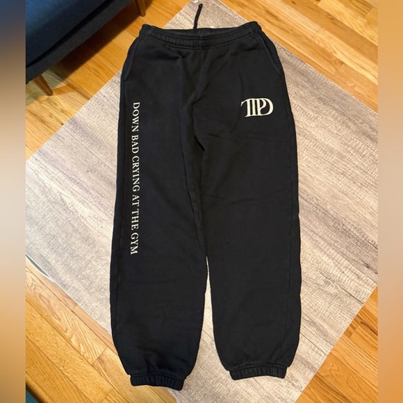 Official Taylor Swift TTPD "Down Bad Crying at the Gym" fleece joggers.Med. EUC. - Picture 1 of 9